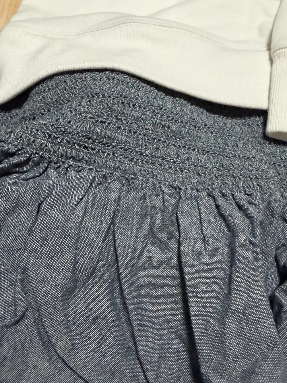 Ralph Lauren White Sweatshirt with Gray Ruffle Skirt